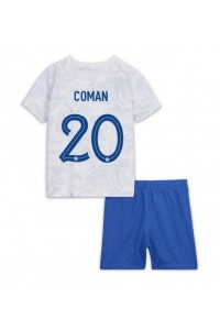 Ranska Kingsley Coman #20 Jalkapallovaatteet Lasten Vieraspeliasu MM-kisat 2022 Lyhythihainen (+ Lyhyet housut)